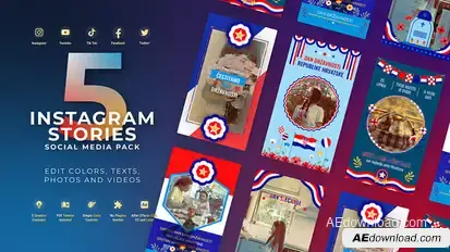 Stories Independence Day Croatia  Flag Instagram Stories Memorial Day MOGRT Premiere Pro Premiere Pro template preview