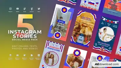 Stories Slovenia Independence Day Slovenia Flag Instagram Stories Memorial Day MOGRT Premiere Pro Premiere Pro template preview