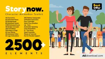Story Now | Character Animation Explainer Toolkit Video Displays template preview