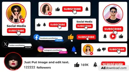 Subscribe Social Media Premiere Pro template preview