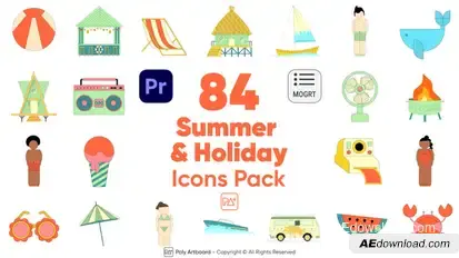 Summer & Holiday Icons Pack For Premiere Pro Premiere Pro template preview