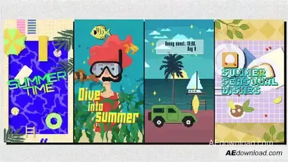 Summer Pixel Art Stories Premiere Pro template preview