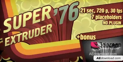 Super Extruder '76 Titles with Placeholders +Bonus Video Displays template preview