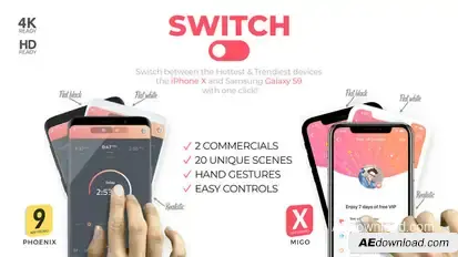 Switch: phoneX & s9 App Promo Video Displays template preview