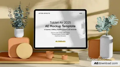 Tablet Air 2025 AE Screen Mockup Template Video Displays template preview