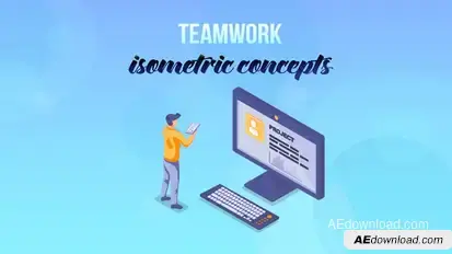 Teamwork - Isometric Concept Video Displays template preview
