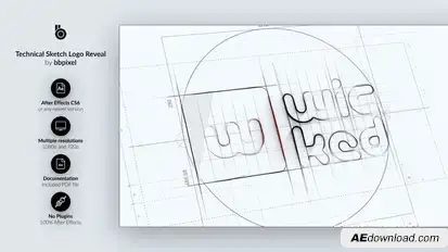 Technical Sketch Logo Reveal Video Displays template preview