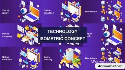 Technology - Isometric Concept Video Displays template preview