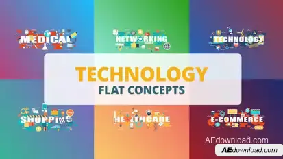 Technology - Typography Flat Concept Video Displays template preview