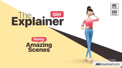 The Explainer Girl Video Displays template preview