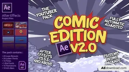 The YouTuber Pack - Comic Edition V2.0 Video Displays template preview