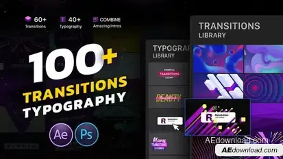 Transitions & Typography Library Video Displays template preview
