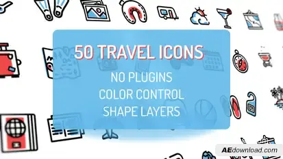 Travel Holiday Flat Icons Video Displays template preview