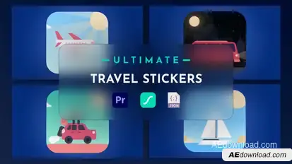 Travel Stickers Animation for Premiere Pro Premiere Pro template preview