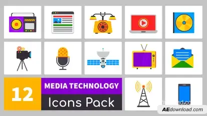 Truly Animated Media Technology Icons Video Displays template preview