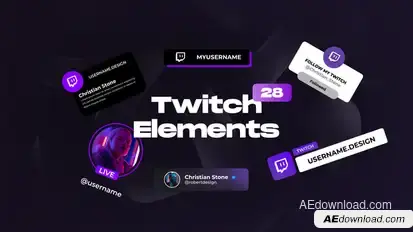 Twitch Social Media Elements for Premiere Pro Premiere Pro template preview