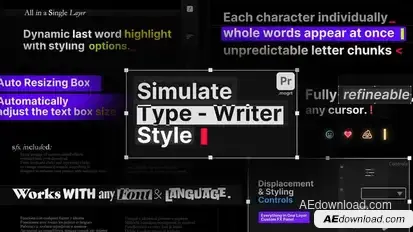 Typewriter Text Effect For Premiere Pro: Text Box, Word Highlight, Custom Cursor All in One MOGRT Premiere Pro template preview