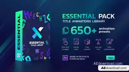 TypeX - Essential Pack: Title Animation Presets Library Video Displays template preview