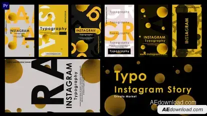 Typographic Instagram Stories Premiere Pro template preview