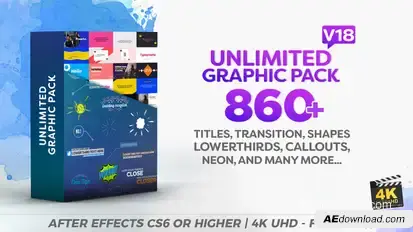 Unlimited Shapes / Titles / Transitions / Lower Thirds & Elements Graphic Pack Video Displays template preview