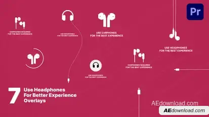 Use Headphones For Better Experience Overlays Premiere Pro template preview