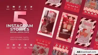 Valentine Day Instagram Vertical Reel MOGRT Premiere Pro Premiere Pro template preview
