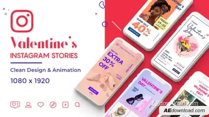 Valentine Instagram Stories Video Displays template preview
