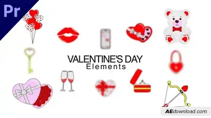 Valentine's Day Elements Premiere Pro template preview