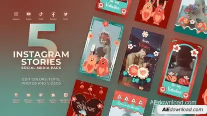 Valentines Day Vertical Instagram MOGRT Premiere Pro Premiere Pro template preview