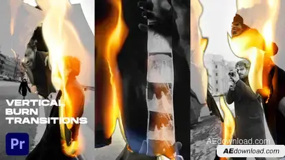 Vertical Burn Transitions | TikTok, Shorts, Reels Premiere Pro template preview