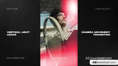 Vertical Light Leaks Camera Movement Transition Titles template preview