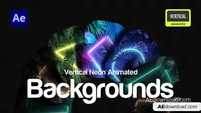 Vertical Neon Tropical Backgrounds. Vol. 2 Elements template preview