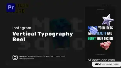 Vertical Typography Reel for Premiere Pro Premiere Pro template preview