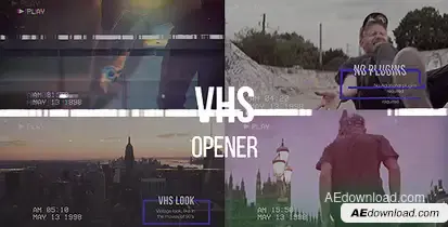 VHS Opener // Modern Glitch Slideshow Video Displays template preview