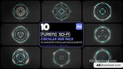 10 Futuristic Sci-fi Circular HUD Pack Infographics template preview