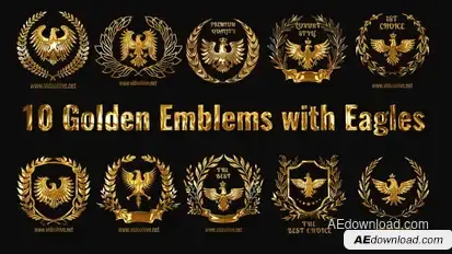 10 Golden Emblems with Eagles Openers template preview