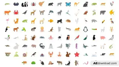 100 Animals And Birds Animated Icons Elements template preview