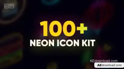 100 Neon Icon Set Elements template preview