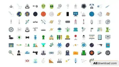 Videohive 100 Space & Universe Icons Elements template preview