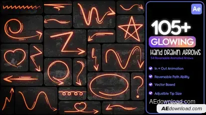 105 Glowing Hand Drawn Arrows Elements template preview