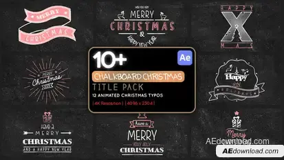 12 Chalkboard Christmas Title Pack 4K Titles template preview