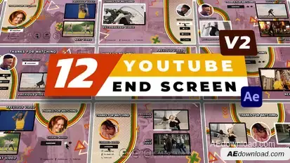 12 YouTube End Screen V2 broadcast-packages template preview