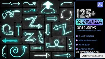 125+ Glowing Doodle Arrows Pack Elements template preview