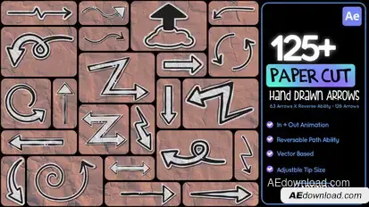 125+ Paper Cut Hand Drawn Arrows Elements template preview