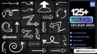 125 Sketch Hand Drawn Arrows Elements template preview