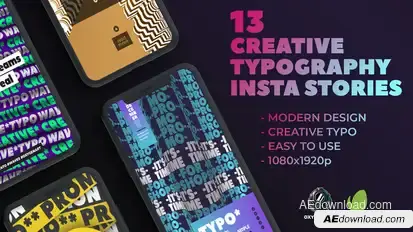 13 Creative Typography Instagram Stories broadcast-packages template preview
