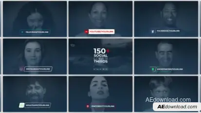 150+ Social Media Lower Thirds | AE Elements template preview