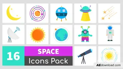 16 Animated Space Icons Pack Openers template preview