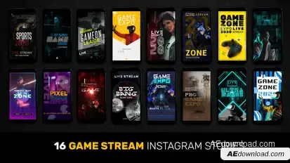 16 Game Stream Instagram Stories broadcast-packages template preview