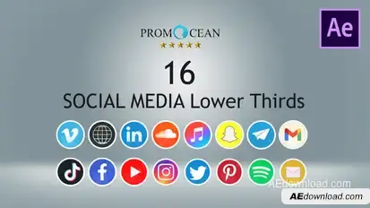 16 Social Media Lower Thirds Elements template preview
